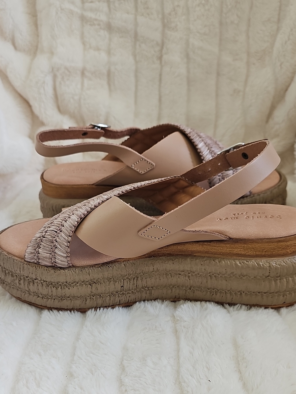 bernie mev PREMIUM Made In Italy Braided Slingback Platform Sandals in Tan